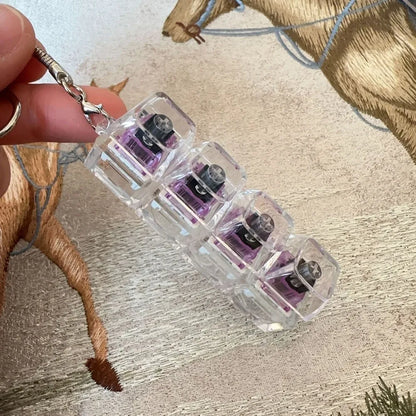 Relaxing DIY Keyboard Fidget Keychain Keys Button Keycap Clicker Toy with Light 4Keys Pinch Toy Adult