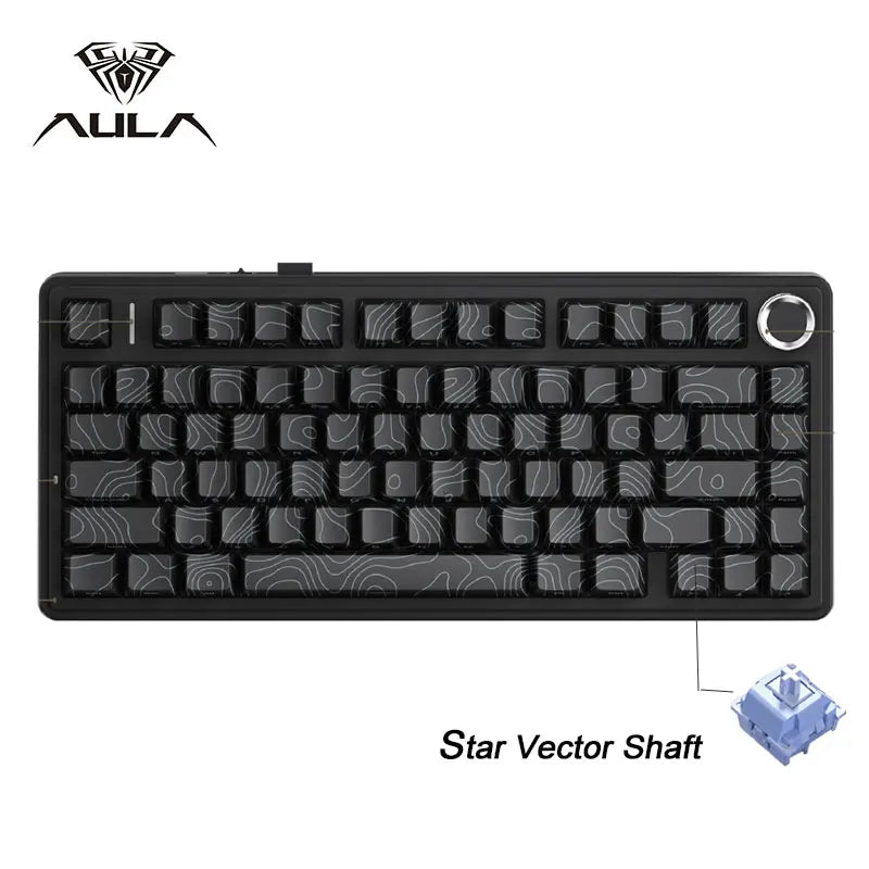 AULA F75 Gaming Mechanical Keyboard RGB 75% Layout Side-engraving Customized Gasket Mounted 80 key PBT Keycaps Wireless keyboard