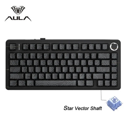 AULA F75 Gaming Mechanical Keyboard RGB 75% Layout Side-engraving Customized Gasket Mounted 80 key PBT Keycaps Wireless keyboard