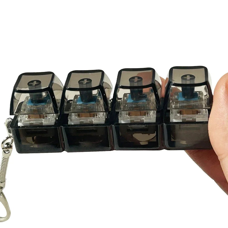 4/9 Keys Mechanical Keyboard Axis Tester Keyboard Key Toy Stress Relief DIY Button Keycap Fidget Keychain Toys Gift