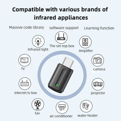 Mini Remote Control Mobile Infrared Transmitter Air Conditioner TV Remote Control Type C IR Blasters Adapter for smartphone