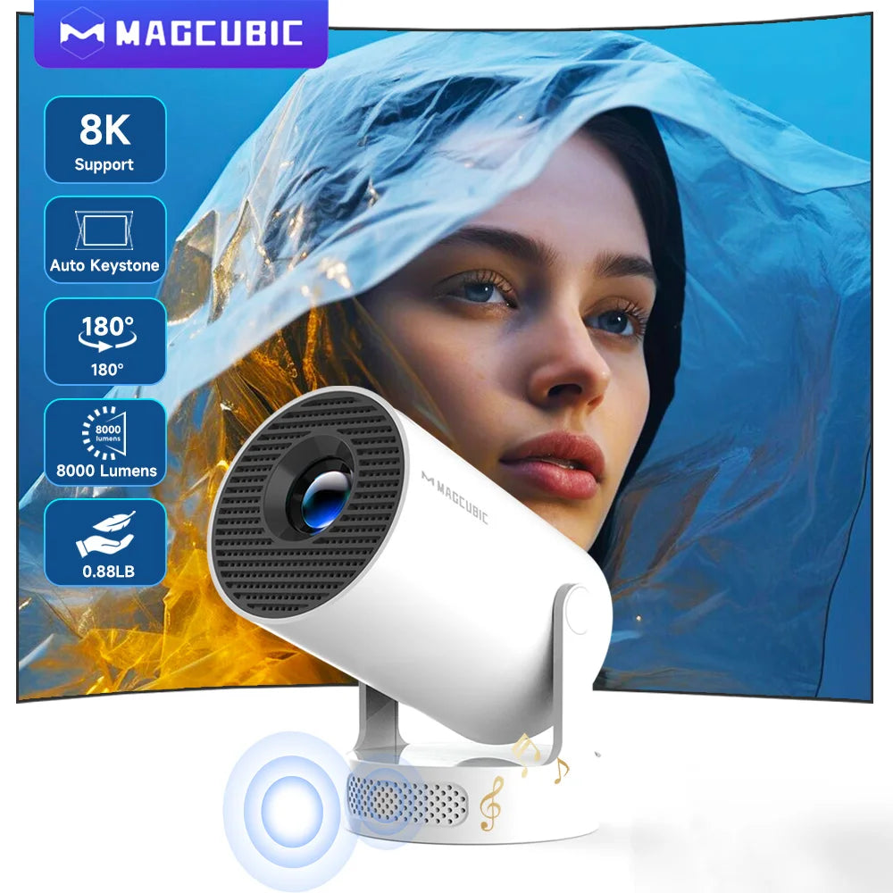 Magcubic HY300 Pro+ 8K HD Android 14 Portable Projector 290ANSI WiFi6 BT5.4 Outdoor Theater 5W HiFi Integrated Soundbase Speaker