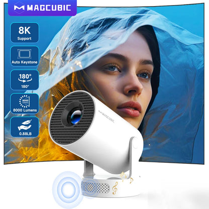 Magcubic HY300 Pro+ 8K HD Android 14 Portable Projector 290ANSI WiFi6 BT5.4 Outdoor Theater 5W HiFi Integrated Soundbase Speaker