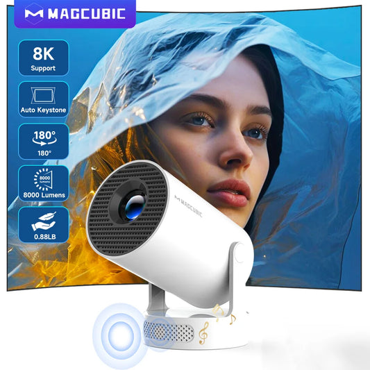 Magcubic HY300 Pro+ 8K HD Android 14 Portable Projector 290ANSI WiFi6 BT5.4 Outdoor Theater 5W HiFi Integrated Soundbase Speaker