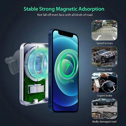 High-Speed Magnetic Car Charger, Phone Car Holder,100W Wireless Fast Charging with Adjustable Phone Bracket,Vent Installation