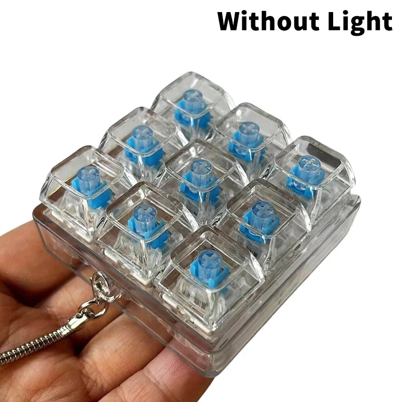 4/9 Keys Mechanical Keyboard Axis Tester Keyboard Key Toy Stress Relief DIY Button Keycap Fidget Keychain Toys Gift
