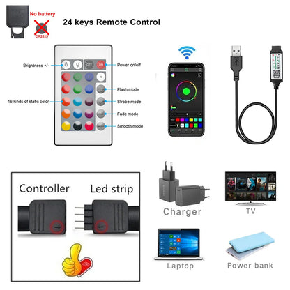 USB 5V LED Lights for TV with APP Control Flexible Ribbon Tape RGB5050 30leds/m TV LED Backlight Room Bedroom Decor Lighting