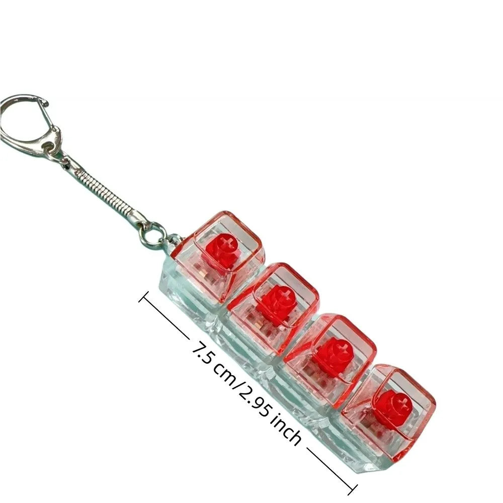 Relaxing DIY Keyboard Fidget Keychain Keys Button Keycap Clicker Toy with Light 4Keys Pinch Toy Adult